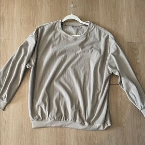 Casual Ribbed Crewneck Sweater - Light Beige